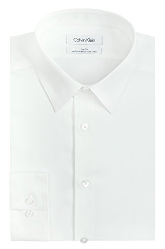 Close up of the white point collar on Calvin Klein shirt