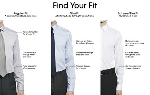 Full profile of white Calvin Klein non-iron dress shirt
