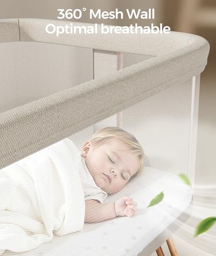 Fodoss newborn bassinet with drop-down side lowered