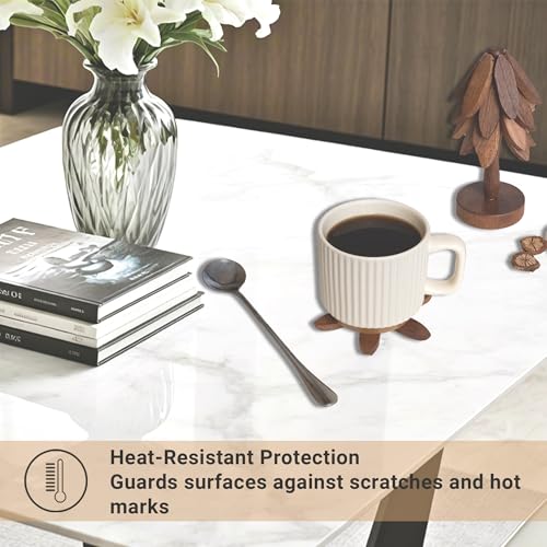 Yuoyar Wooden Tree-Shaped Coasters Set Sapele packaging and parts