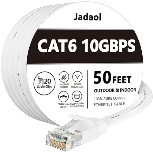 Jadaol Cat6 Ethernet Cable white 50FT