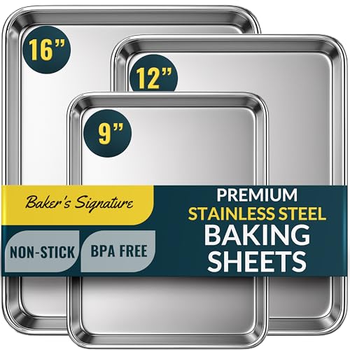 Baker's Signature Stainless Steel Cookie Sheet Set of 3