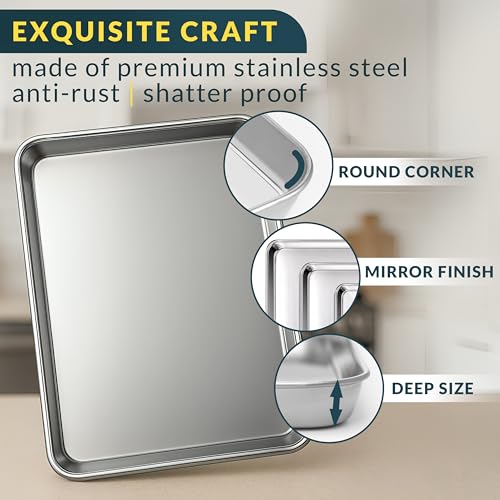 Silver stainless steel baking pan surface detail