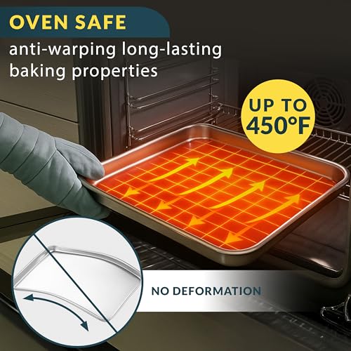 Stainless steel baking sheet set arranged for display