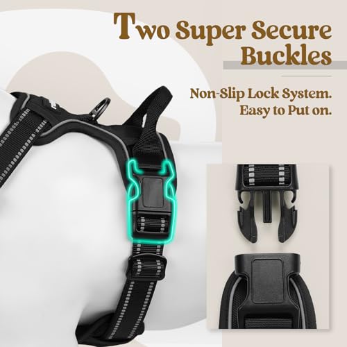 rabbitgoo Dog Harness X-Large Black side angle