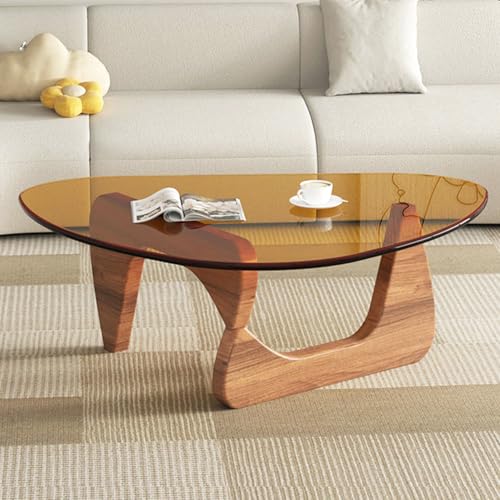LZYFY Modern Glass Coffee Table Walnut small top view