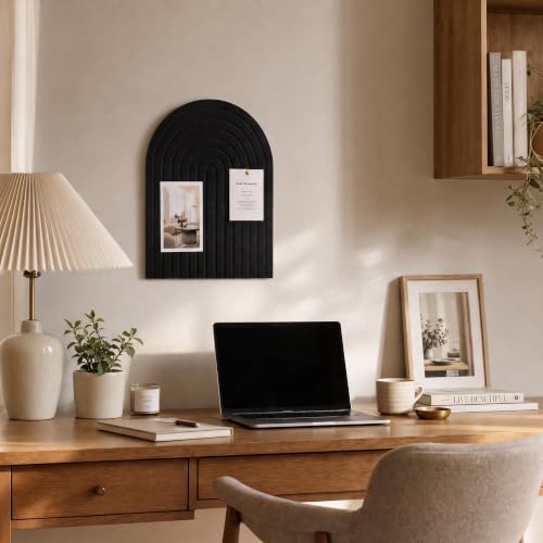 Wall mounted black arched bulletin board