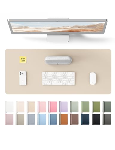 YSAGi Leather Desk Pad Protector Eggshell overhead view