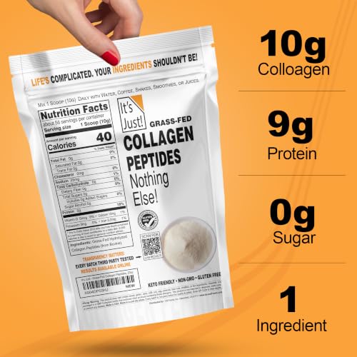 It's Just! Collagen Peptide Grass-Fed Protein Powder scoop showing texture