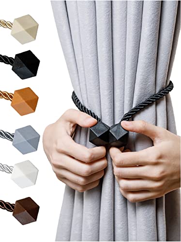 NazTur Magnetic Curtain Tiebacks black 2 pack set