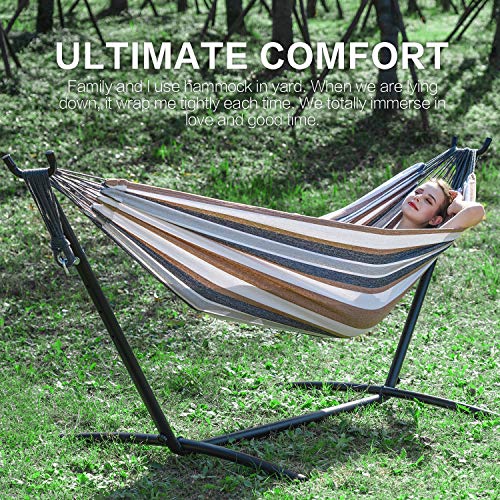 Side profile of PNAEUT coffee colored hammock