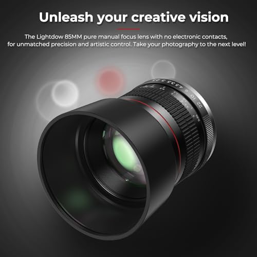 Side profile of the Lightdow 85mm prime lens