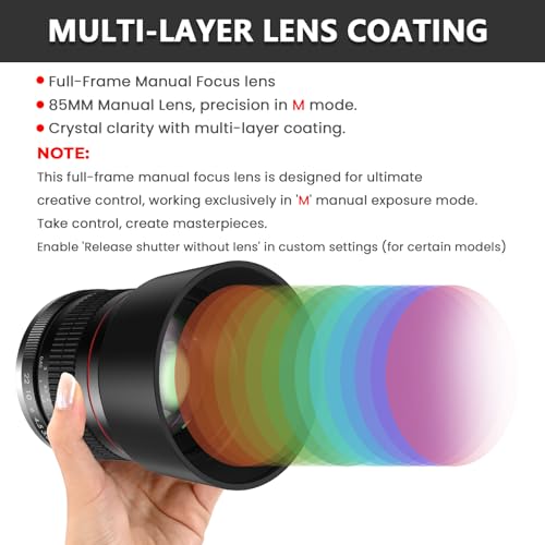 Lightdow 85mm lens branding and aperture markings