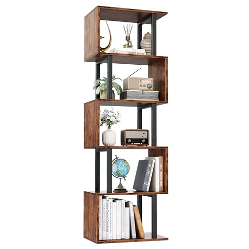 Furologee 6 Tier S-Shaped Bookshelf front view