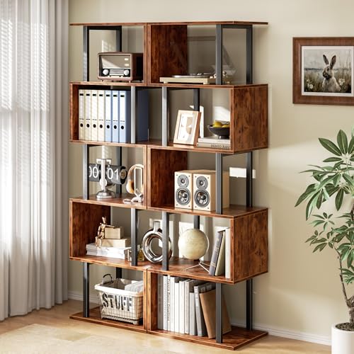 Rustic brown finish of the Furologee geometric shelf