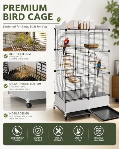 Bird cage with bottom splash guard