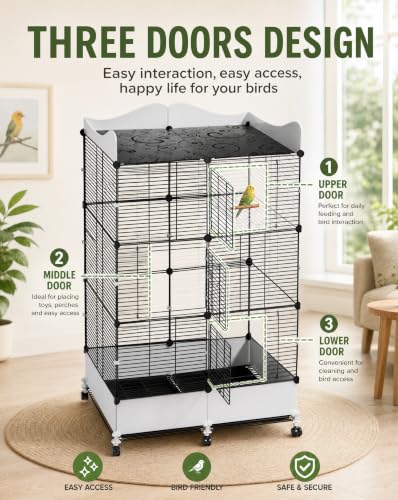 Bird cage showing included accessories