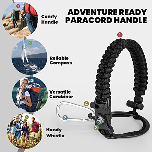 RAYMYLO bottle with paracord handle and compass