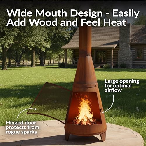 Outdoor fireplace with rust finish