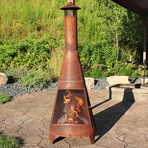 Sunnydaze chiminea in a garden setting