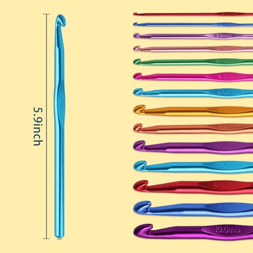 Assorted sizes of HSYMQ aluminum crochet hooks