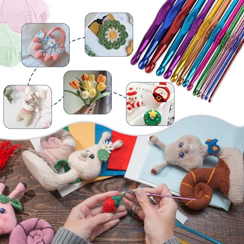 Multicolor aluminum hooks for yarn projects