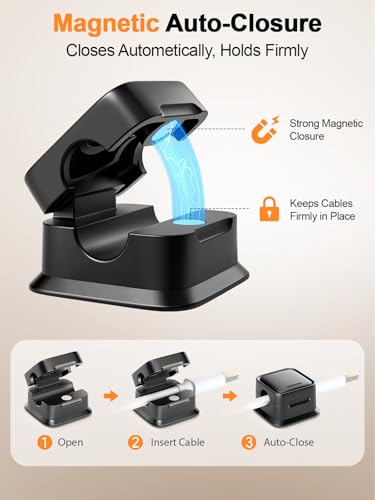Black magnetic cord clips side view