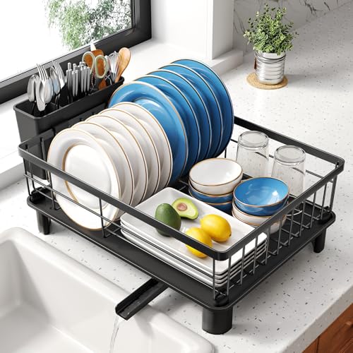 SNTD Dish Drying Rack 11x15 Black angled view