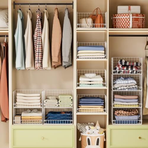 Stackable closet shelf system in a home wardrobe