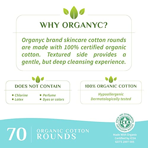 Package of Organyc cotton rounds for sensitive skin