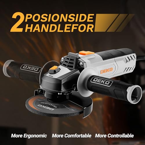 DEKOPRO angle grinder with auxiliary handle attached