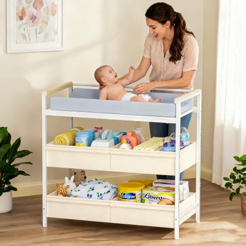 Cidaziya Baby Changing Table with Safety Bumper front view