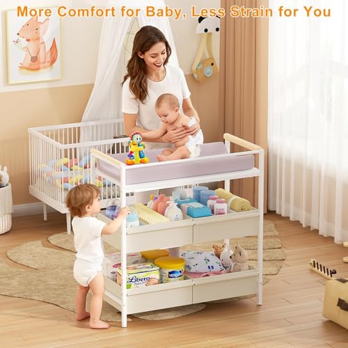 Cidaziya white nursery dresser side profile