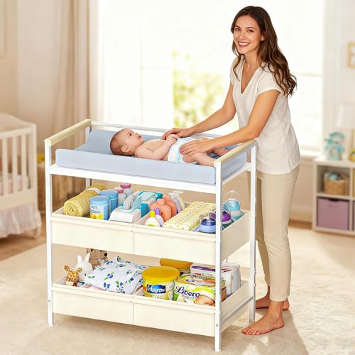 Cidaziya Baby Changing Table in white room setting