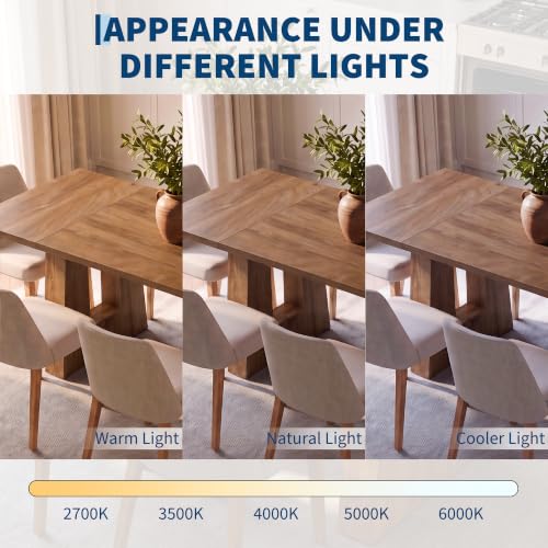 Angled view of the light brown kitchen table