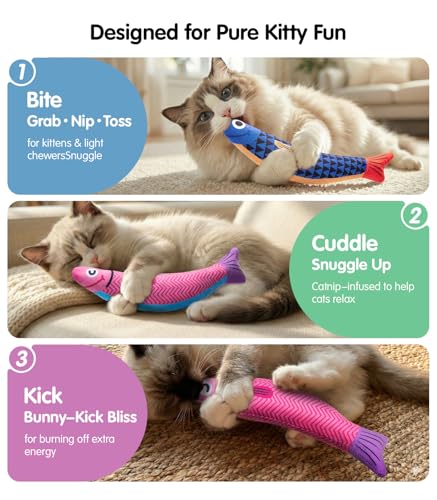 Interactive fish toy for indoor cat exercise