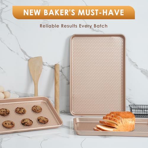 Rose gold cookie sheet set stacked