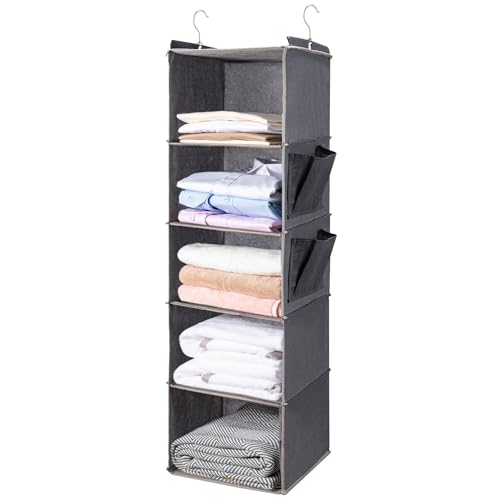 BOOMIBOO 5-Tier Hanging Closet Organizer Grey front view
