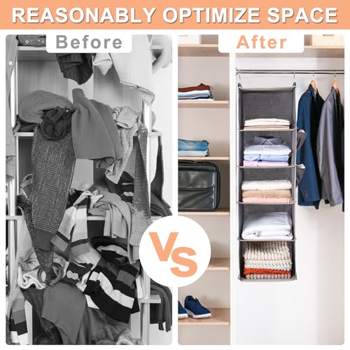 BOOMIBOO 5-Tier organizer hanging in a closet