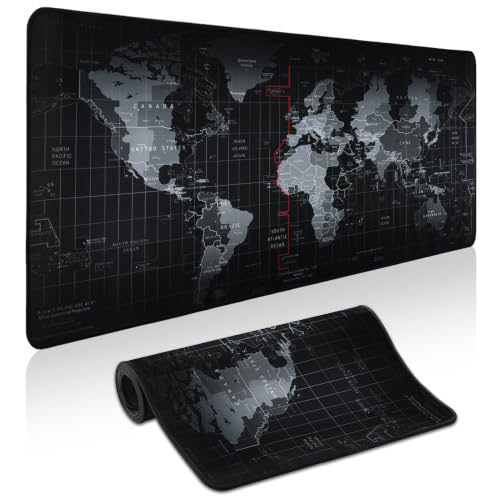 Yuhijoy Black World Map gaming desk mat overview