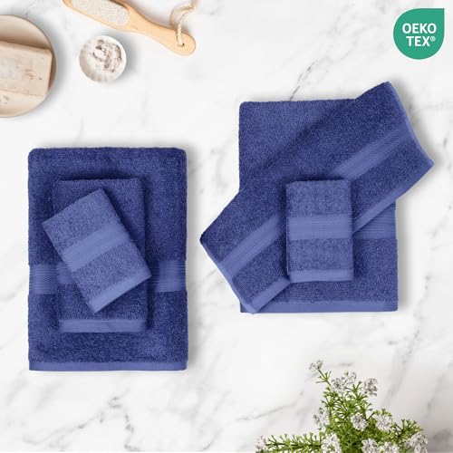 Navy blue bath towel pair