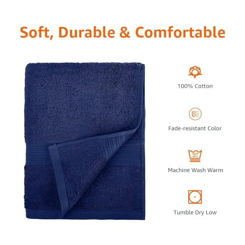 Folded navy blue towel stack