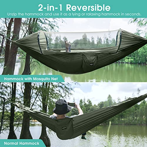 Army Green parachute hammock for two people