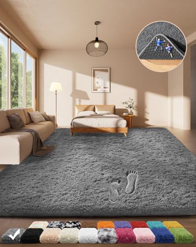 Ophanie grey shag area rug 4x6 view