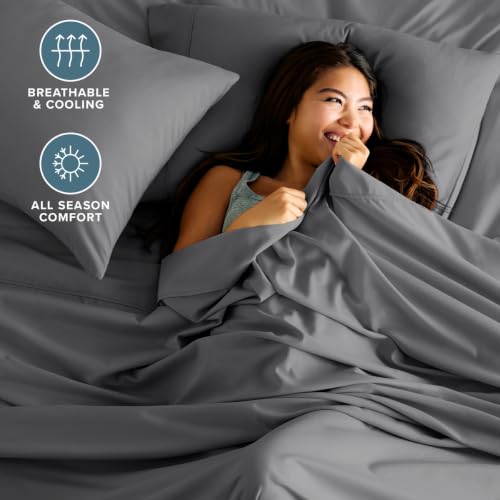 Bare Home 1800 Ultra-Soft Grey flat sheet