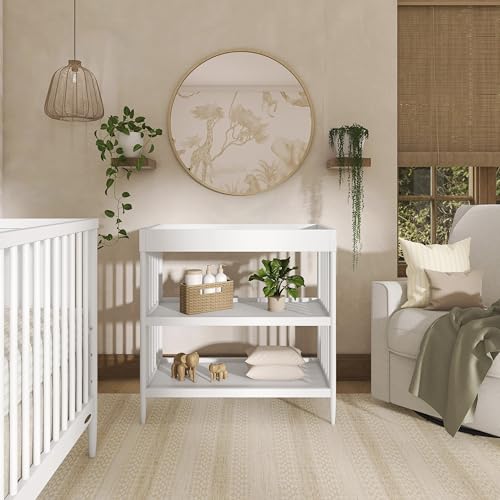Storage shelves on Dream On Me Clover white unit