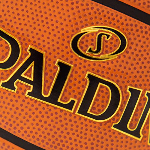 Spalding logo detail on outdoor basketball