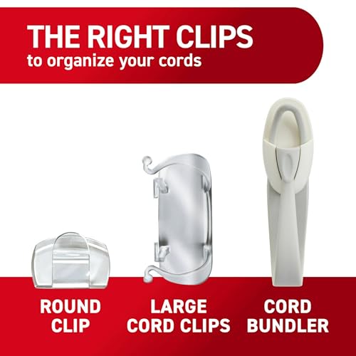 Close up of clear cord management clip