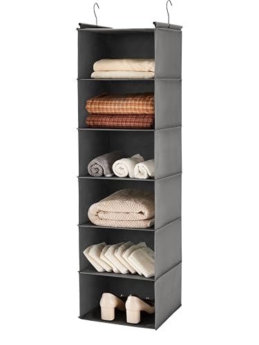 MAX Houser 6 Tier Hanging Closet Organizer in Grey