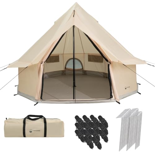 Wakeman 16x16ft 10-person beige glamping tent front view